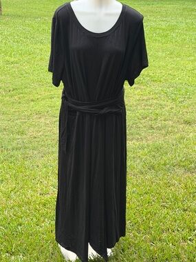 Lane Bryant Black Maxi Dress with Tie Waist